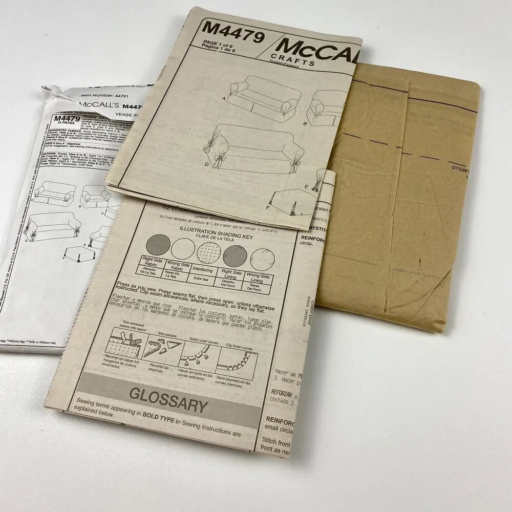 McCalls M4479 Furniture Sofa Chair Slipcovers Trading Spaces TLC sewing pattern